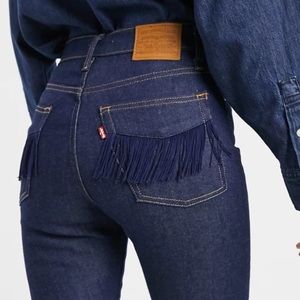 Levi’s Wedgie Straight No Mans Land Fringe Jeans